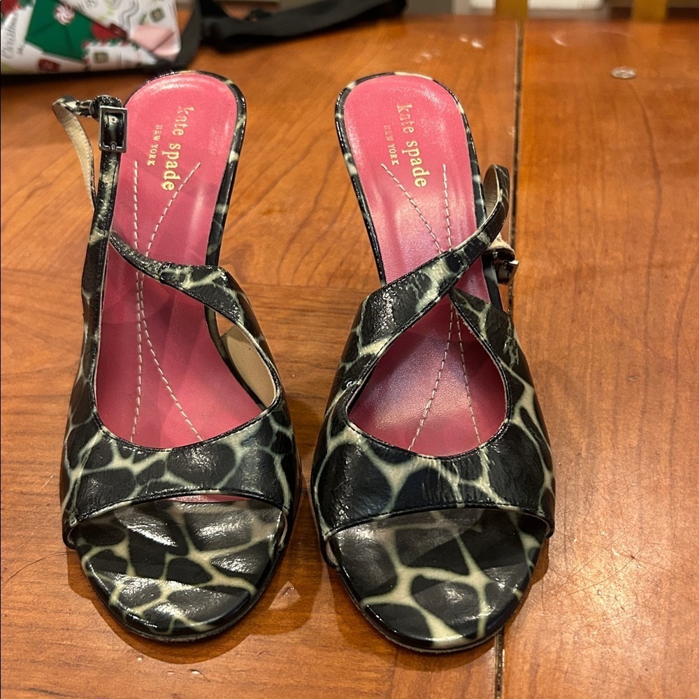 Kate Spade Animal Giraffe Print Peep Toe Slingback High Heels Size 7
